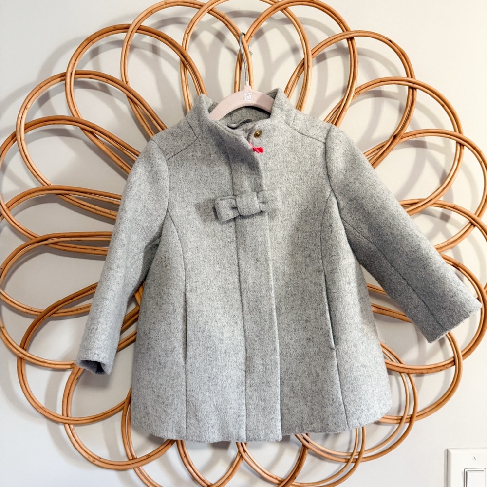 Crewcuts Light Gray Kids Pea Coat with Bow